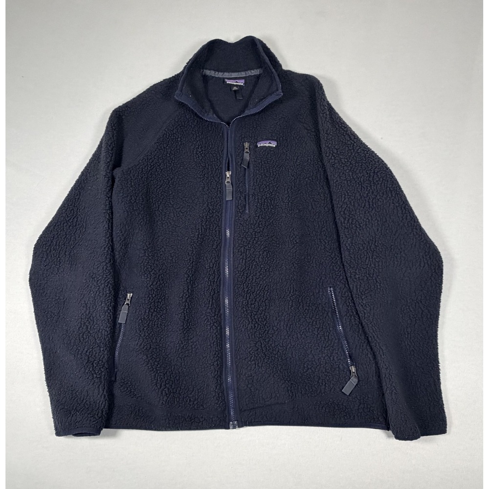 Patagonia Jacket Mens 2XL Blue Fleece Full Zip Stand Collar Pockets Outdoor
